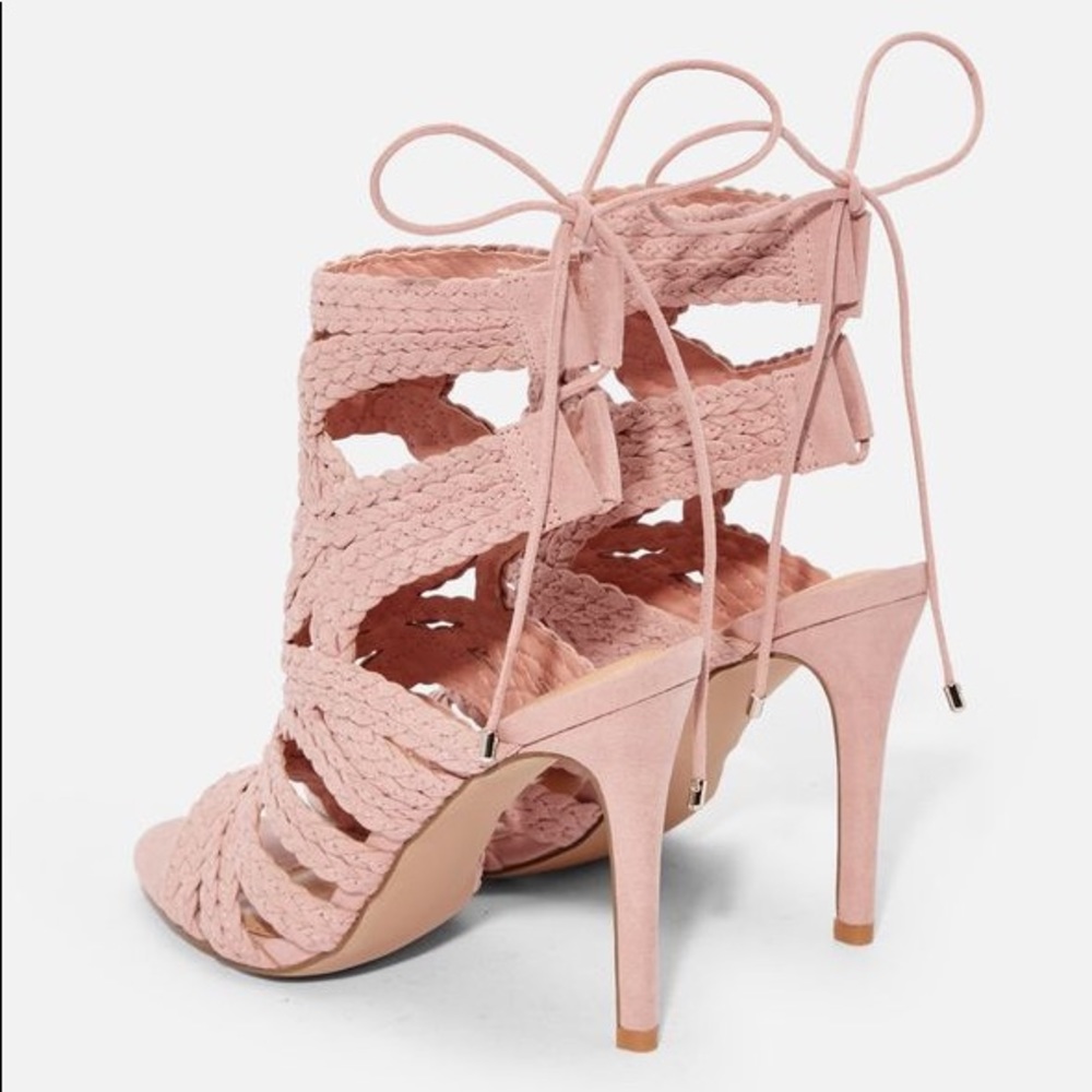 NWOT Pink Lace Up Heels